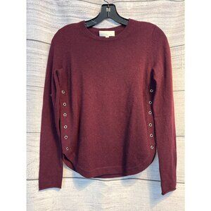 Lisa Todd Burgundy Cashmere Sweater With Side Eyelets Size XS
